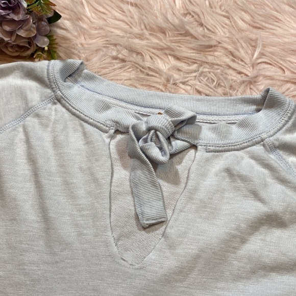 Free People Sweet Jane Gauze Trim Light Blue Pullover Top - Picture 5 of 12